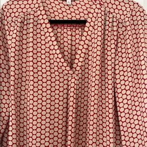 Chaus New York Red and Cream Polka Dot Blouse